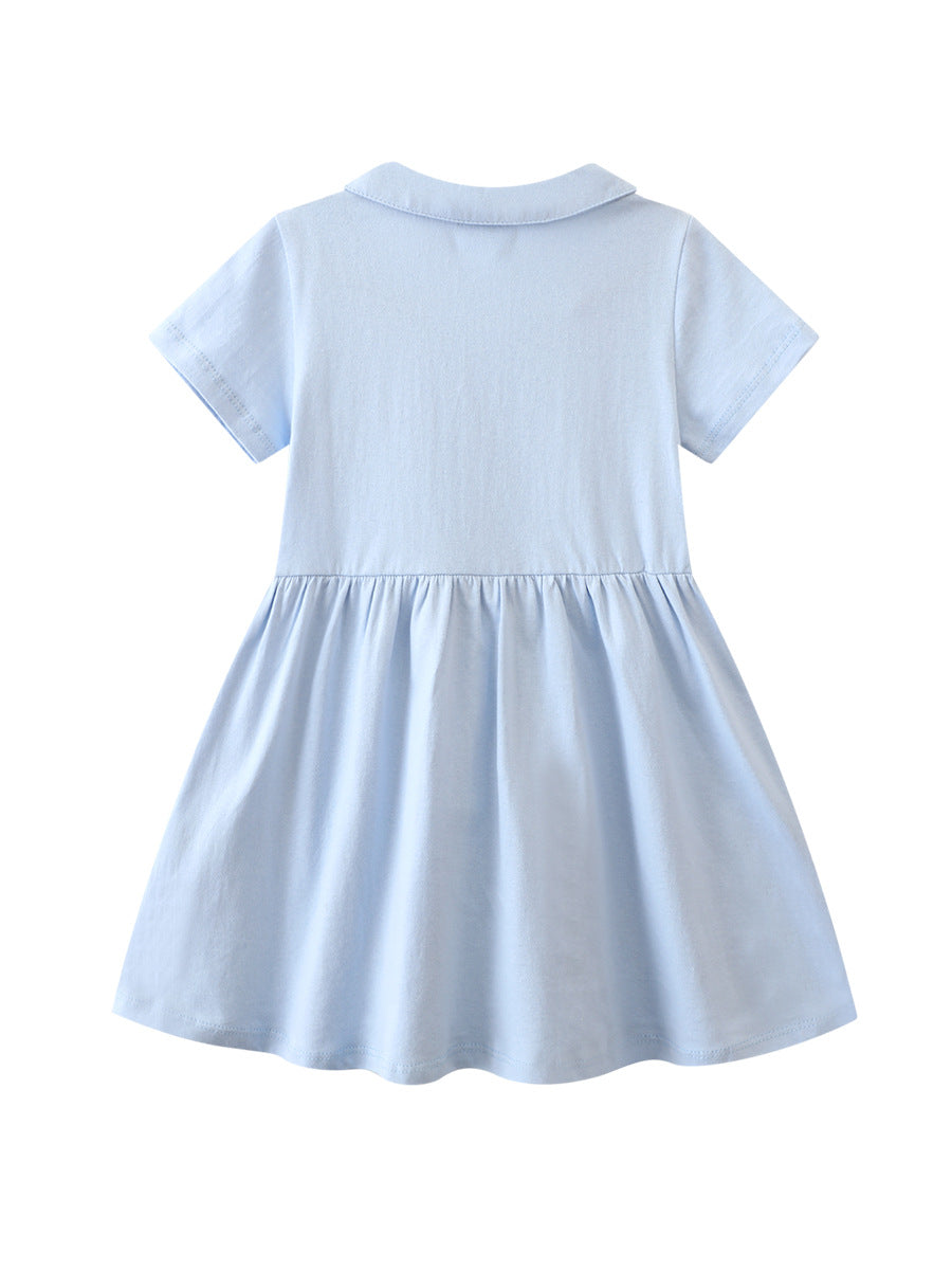 Wholesale Trendy Girls Cotton Short Sleeve Doll Collar Princess Dress Boutique Summer Style For Everyday Wear And Gift