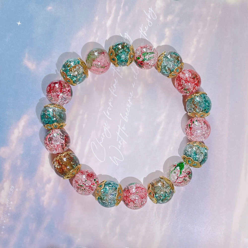 Peads de gradiente de color al por mayor pulsera de vidrio