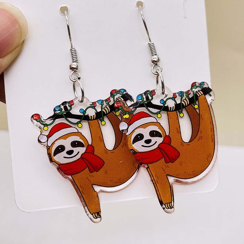 Wholesale Christmas creative acrylic earrings personalized colorful elk earrings