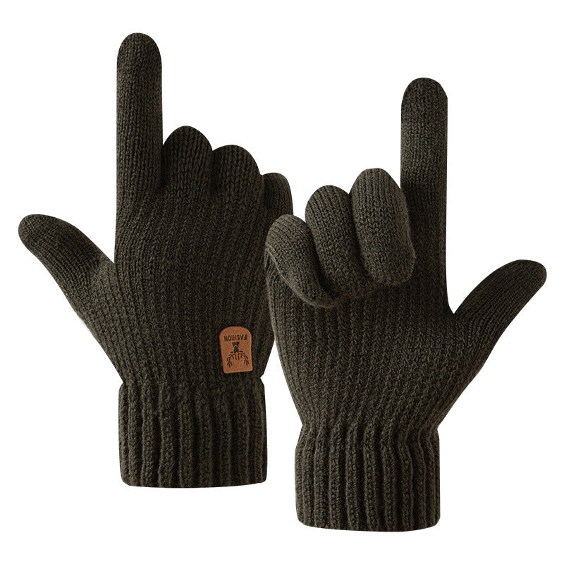 Wholesale Winter Velvet Thickened Knitted Wool Touch Screen Gloves