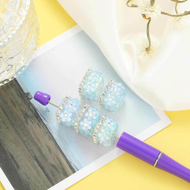 Wholesale 10pcs Heavy-duty Square Cherry Blossom Beads with Drilled Straight Holes