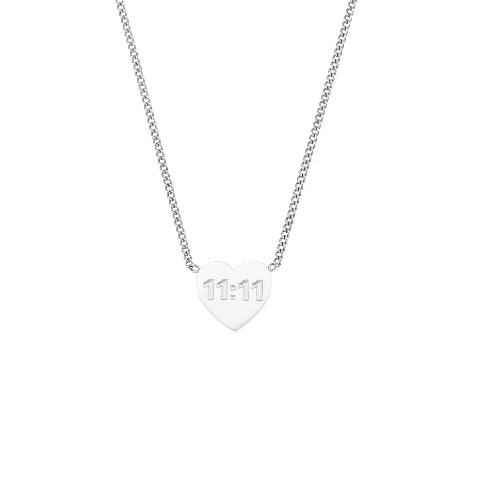 Wholesale Numeral Stainless Steel Gold-Plated Heart Pendant Necklace