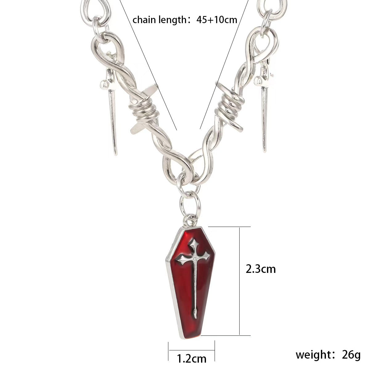 Wholesale Dark Gothic Coffin Cross Sword Thorn Necklace