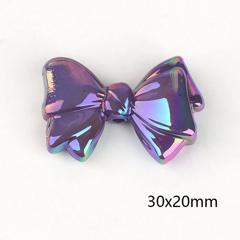 Wholesale 2PCS Acrylic Color Plated Double-sided Three-dimensional Bow Beads