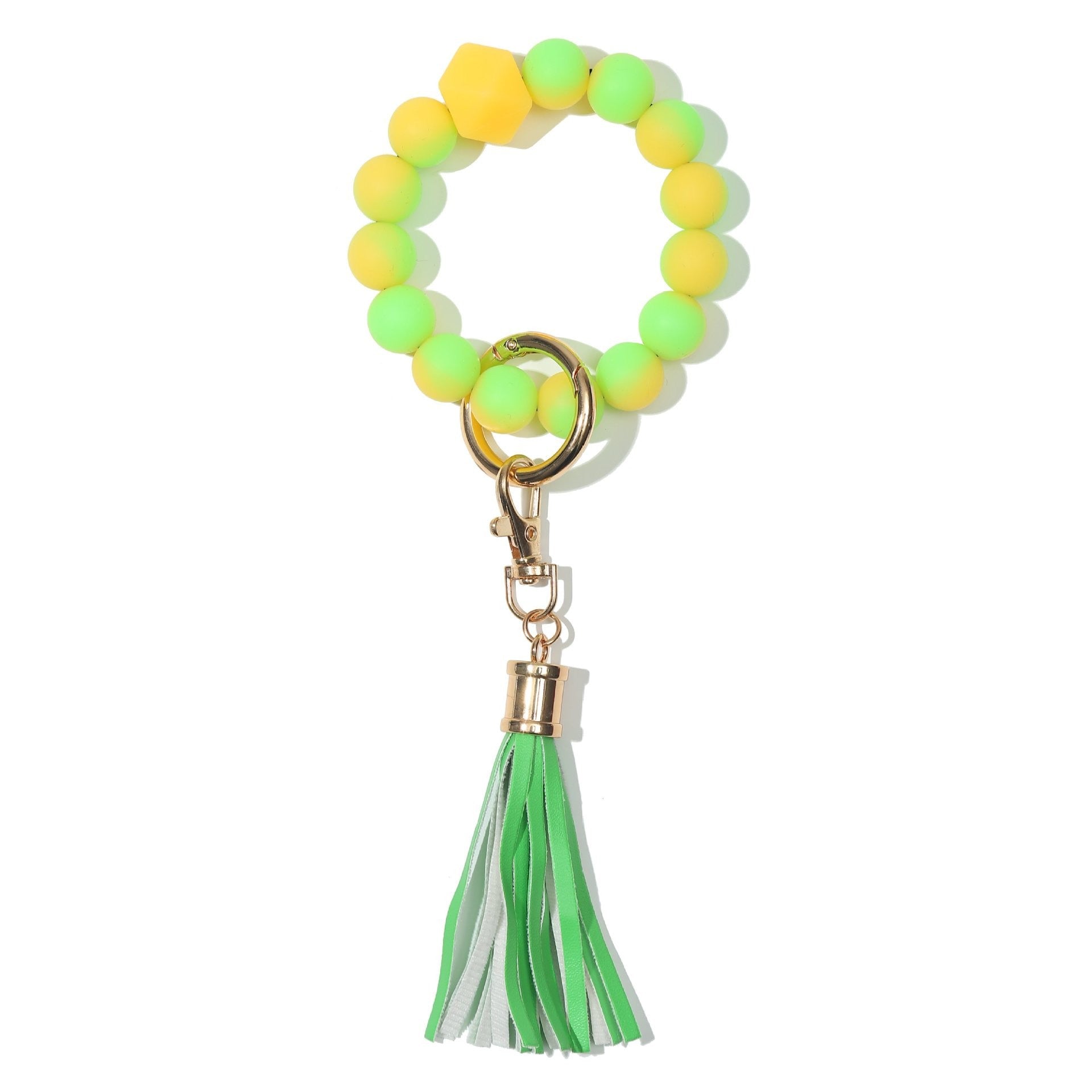Wholesale Fluorescent Luminous Colored Silicone Beaded Wrist Keychain