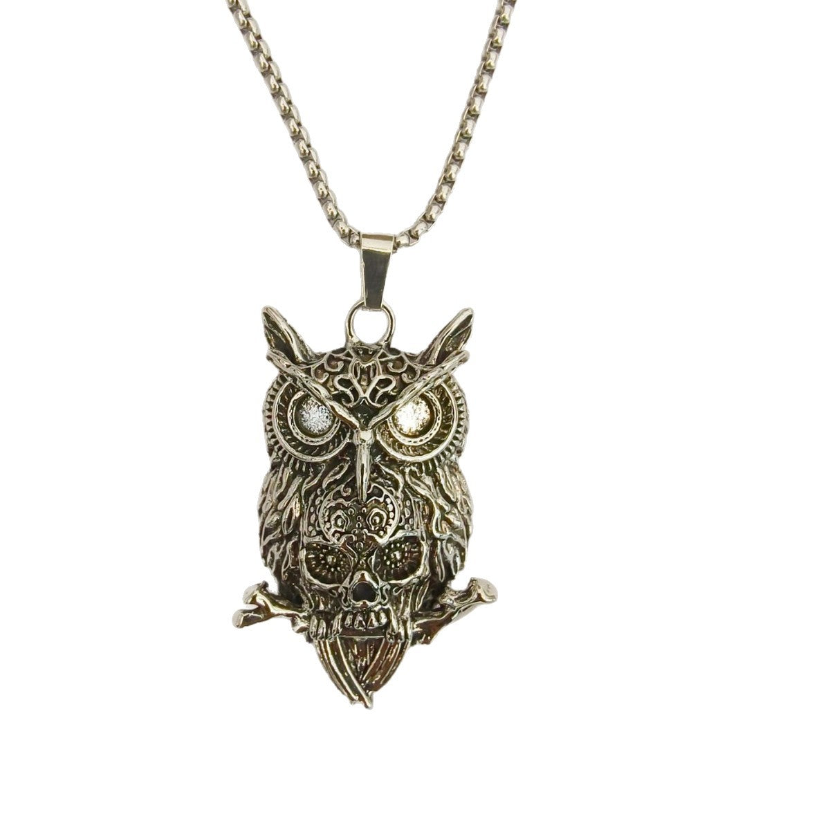 Wholesale Owl Skull Vintage Stainless Steel Men's Necklace