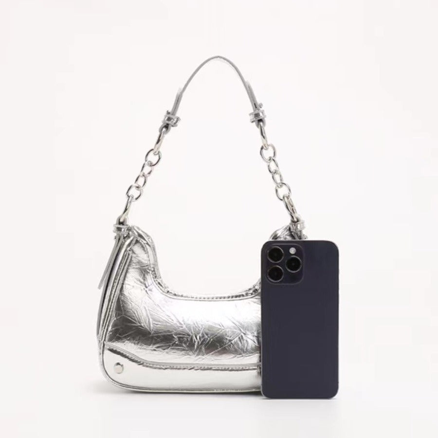 Wholesale Pleated Chain Baguette Shoulder Bag