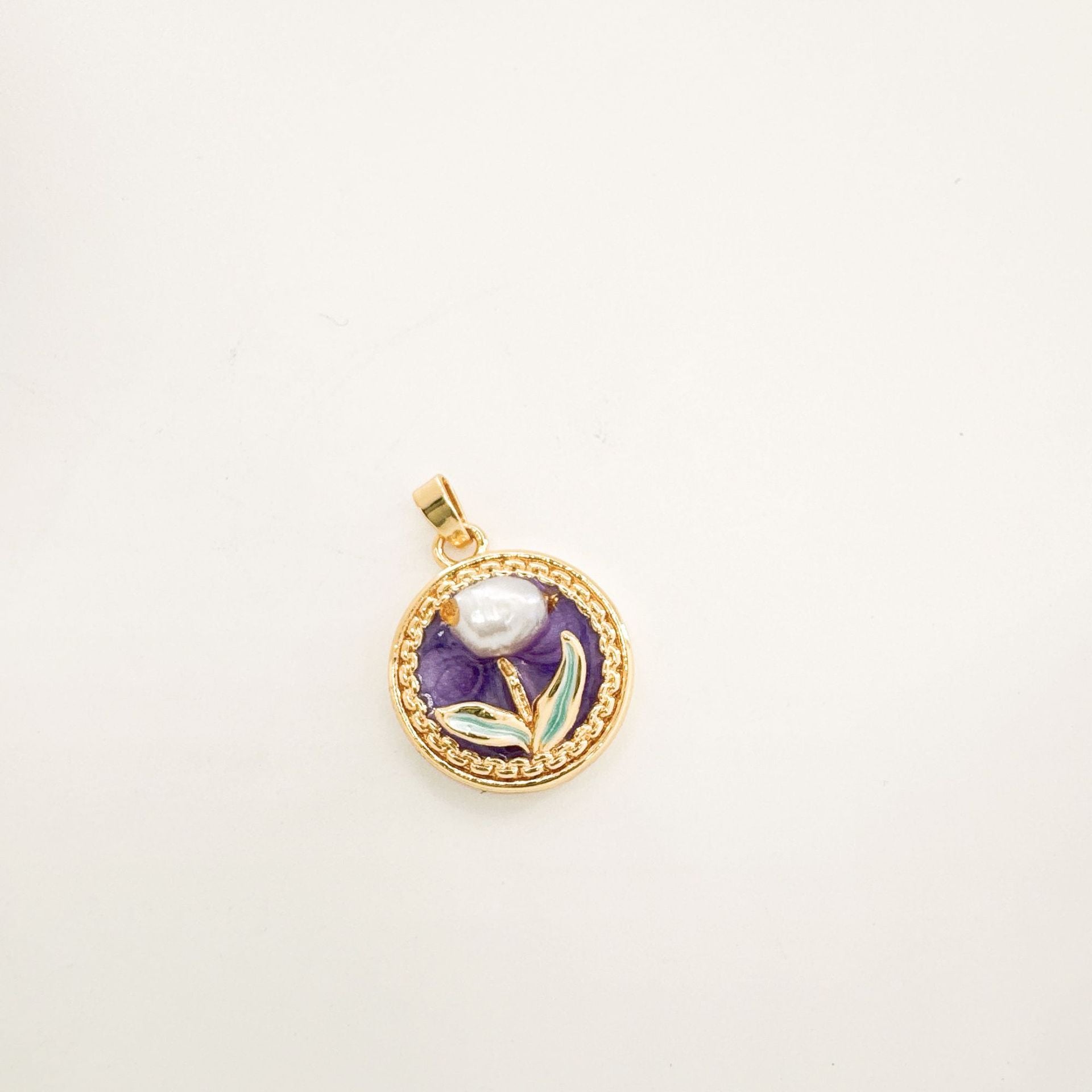 Wholesale 18K Hand painted Oil Painting Series Ancient Technique Enamel Inlaid Natural Pearl Pendant