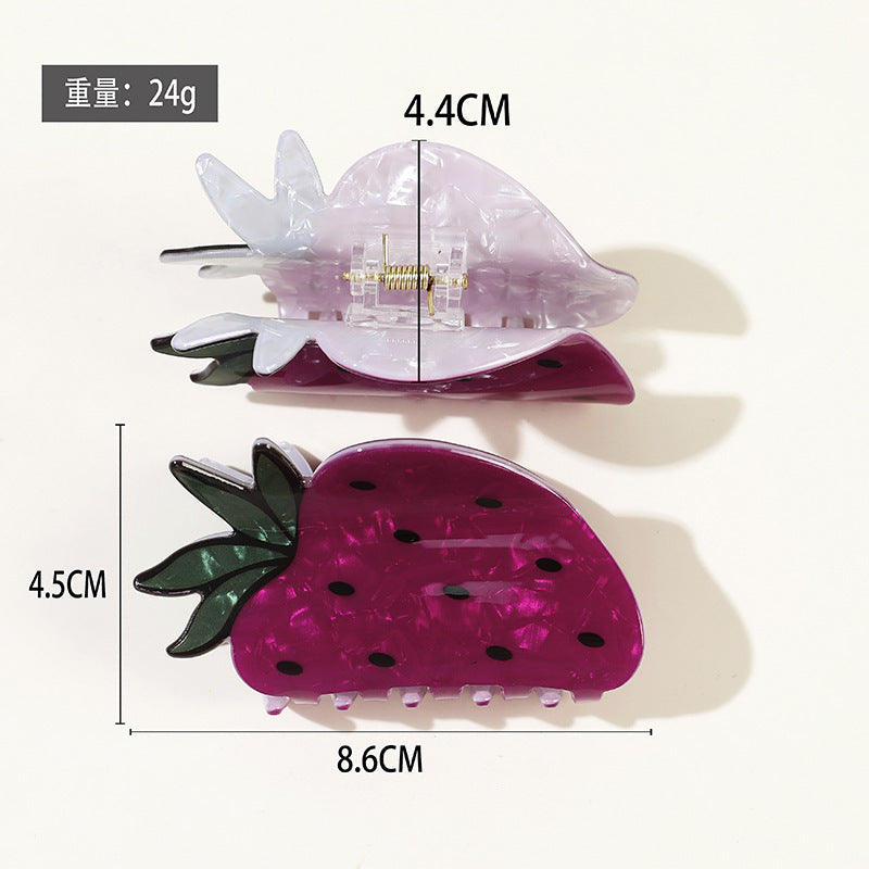 Wholesale PVC Korean Style Fruit Hair Clips Cute Lemon Strawberry Claw Clip For Everyday Styling Gift