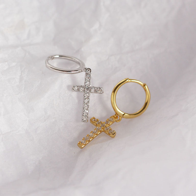 Wholesale Cross Micro Diamond Earrings