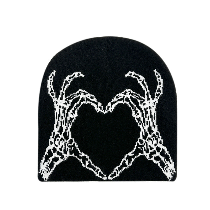 Wholesale 2023 Autumn and Winter New Love Skull Hand Woolen Beanie Knitted Hat