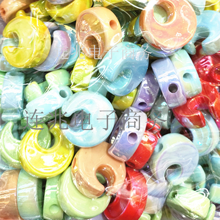 Wholesale 200pcs/pack Acrylic Solid Color Plated Cartoon Straight Hole String Beads
