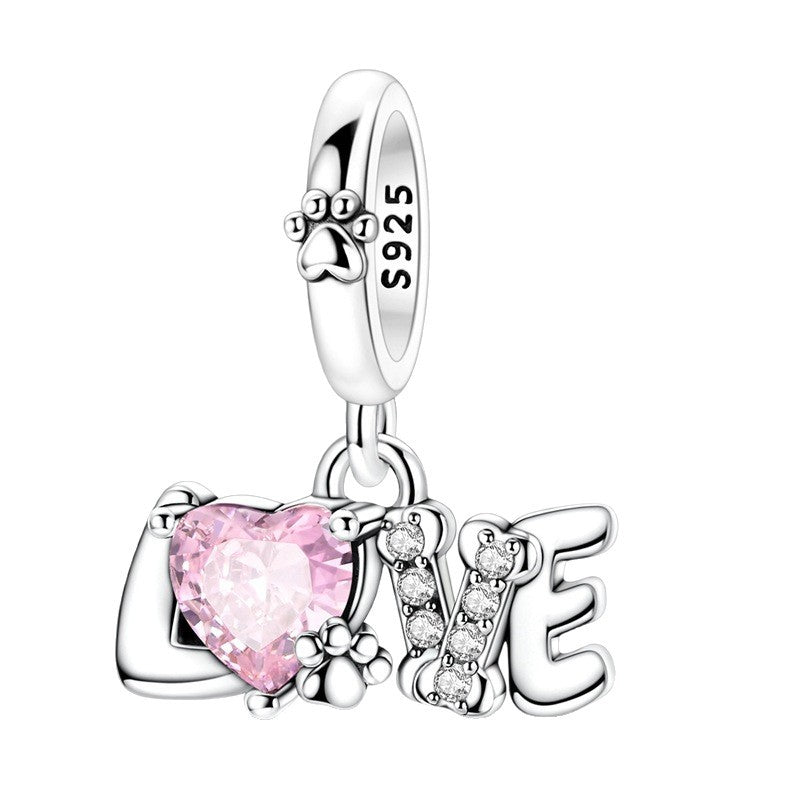 Wholesale Pink Elegant Crystal Cat Charms