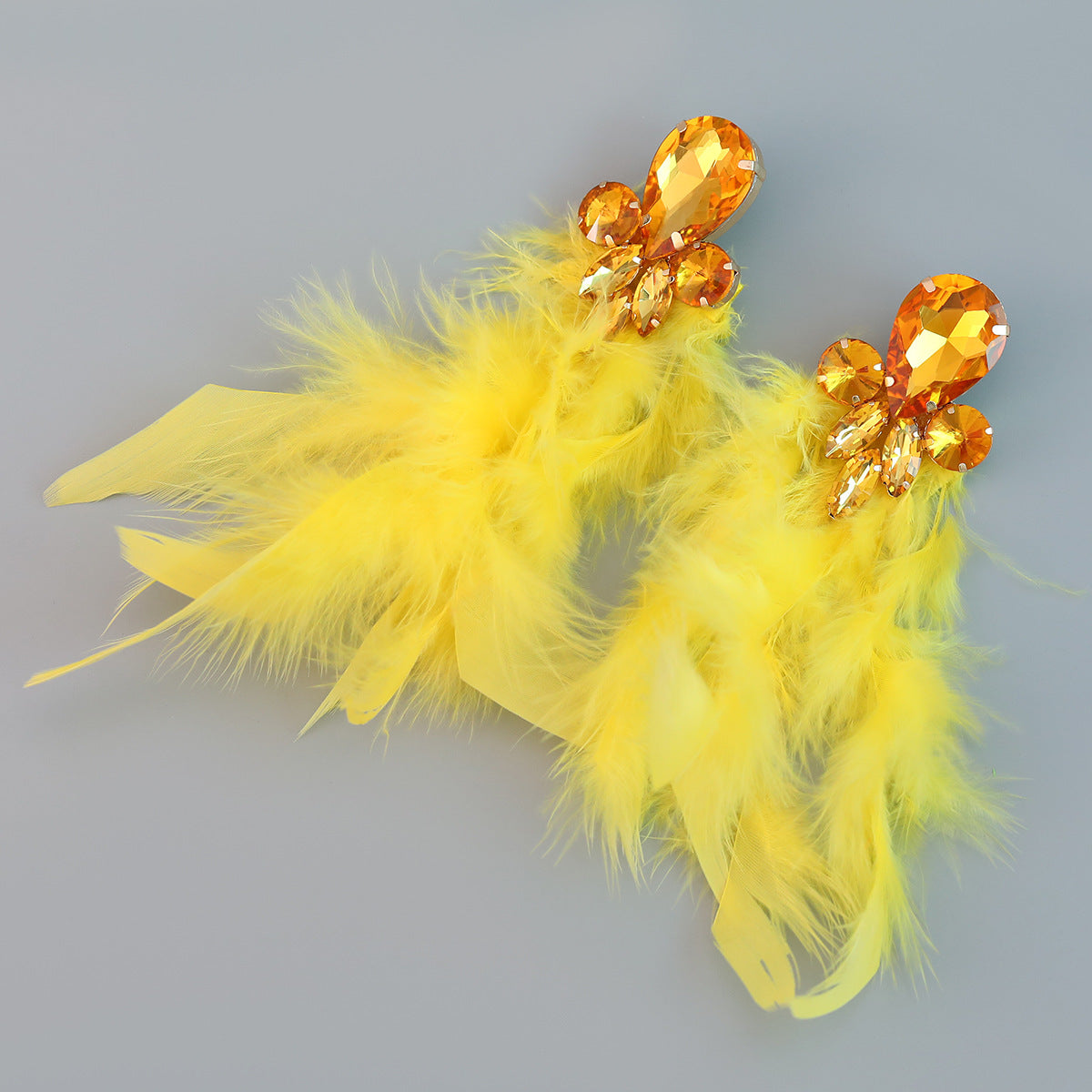 Wholesale Bohemian Diamond Floral Feather Earrings