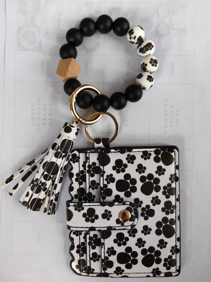 Wholesale 5pcs/pack Keychain Card Holder Pu Tassel Id Bag Wrist Keychains