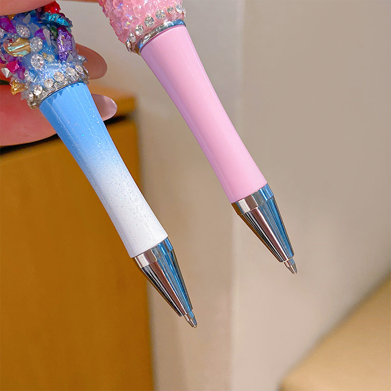 Wholesale Children' s Cartoon Flash Diamond Bow Rotary Writing Pen Black OLY Exclusive