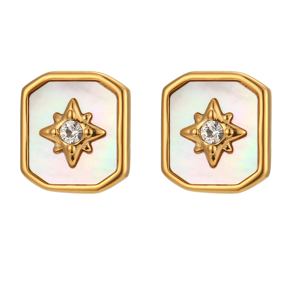 Wholesale Vintage Eight-pointed Star Acrylic Shell Square Necklace