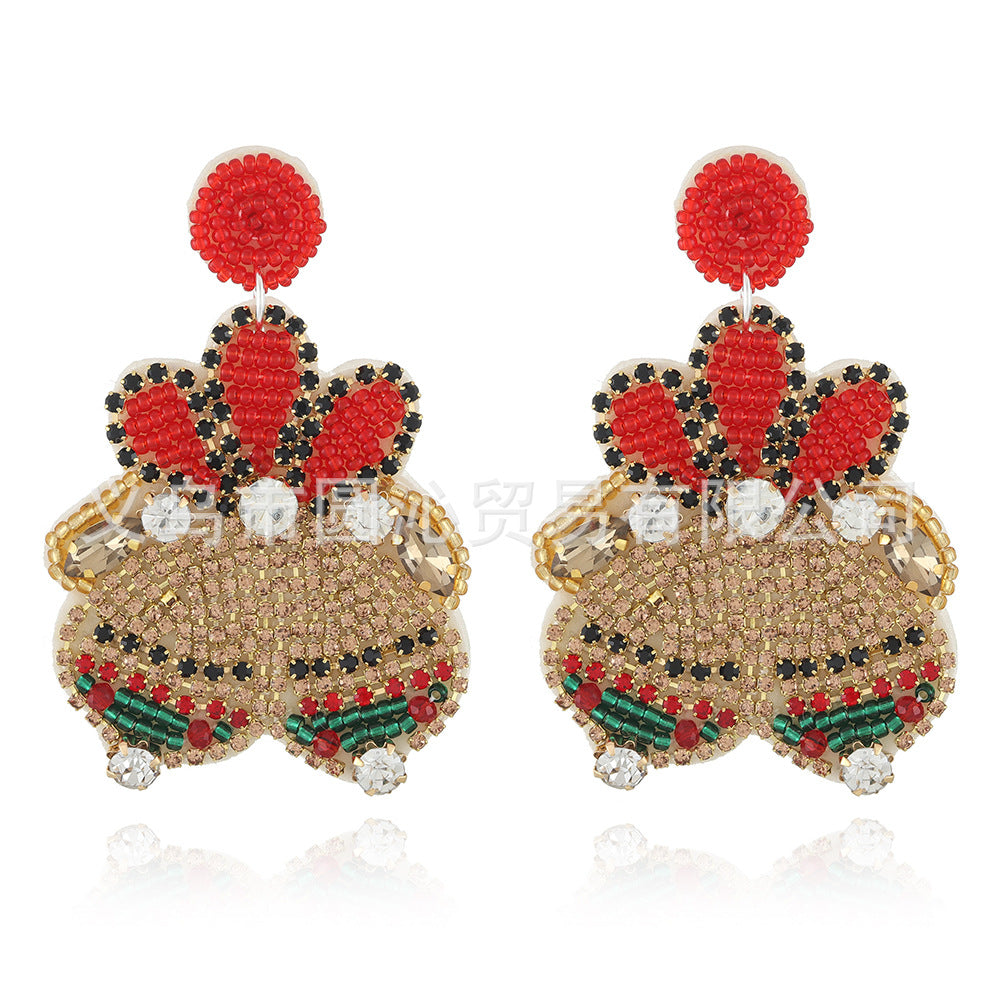 Wholesale Christmas Fabric Beads Hand Stitched Earrings