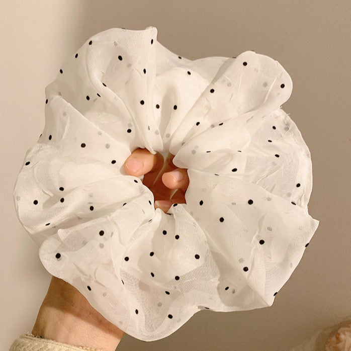 Wholesale Textured Polka Dot Mesh Lace Scrunchie Hair Scrunchies