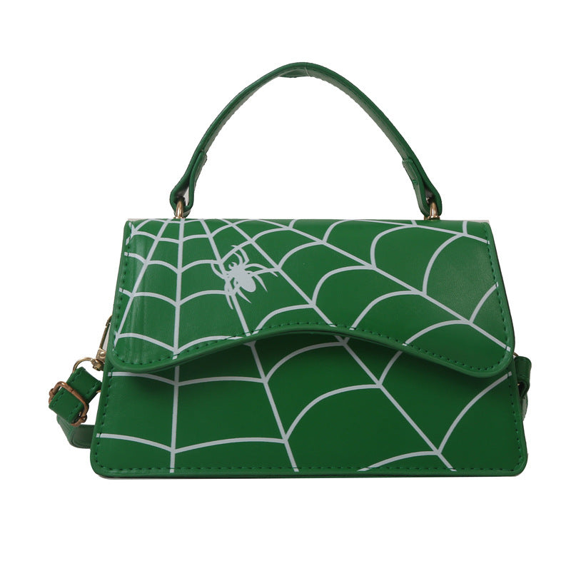 Wholesale Spider Web Print PU Shoulder Crossbody Bag