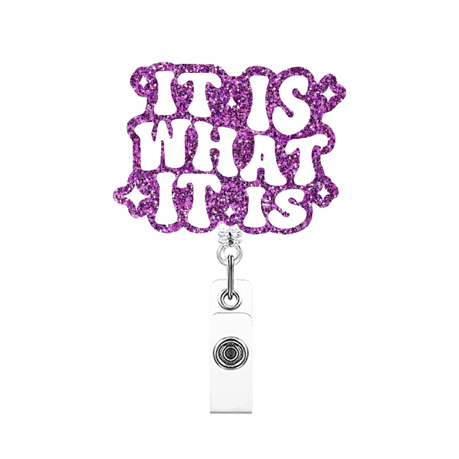 Wholesale acrylic glitter rotatable retractable badge scroll keychain