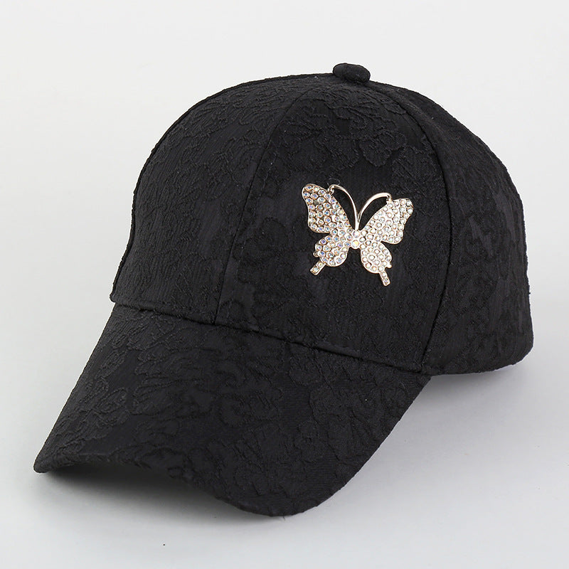 Wholesale Fabric Butterfly Rhinestone Lace Patterned Baseball Hats