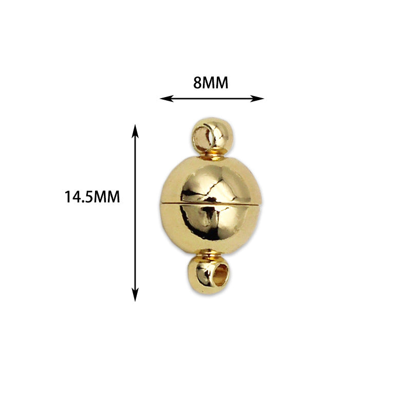 Wholesale DIY Copper Plated 18K Gold Round Cylindrical Magnet Clasp Necklace Bracelet Anti-Drop Closure Clasp