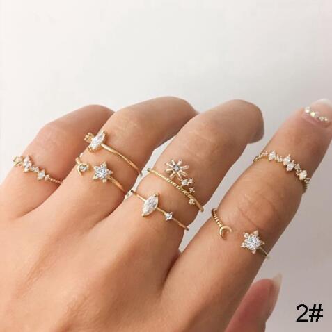 Wholesale Alloy Diamond Heart Pearl Ring Set of 10 Pieces