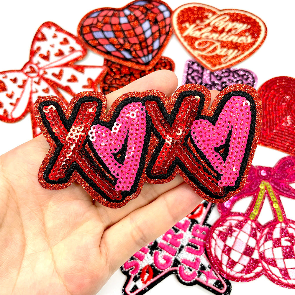 Wholesale Valentine' s Day Lips Xoxo Cherry Love Embroider DIY Patches