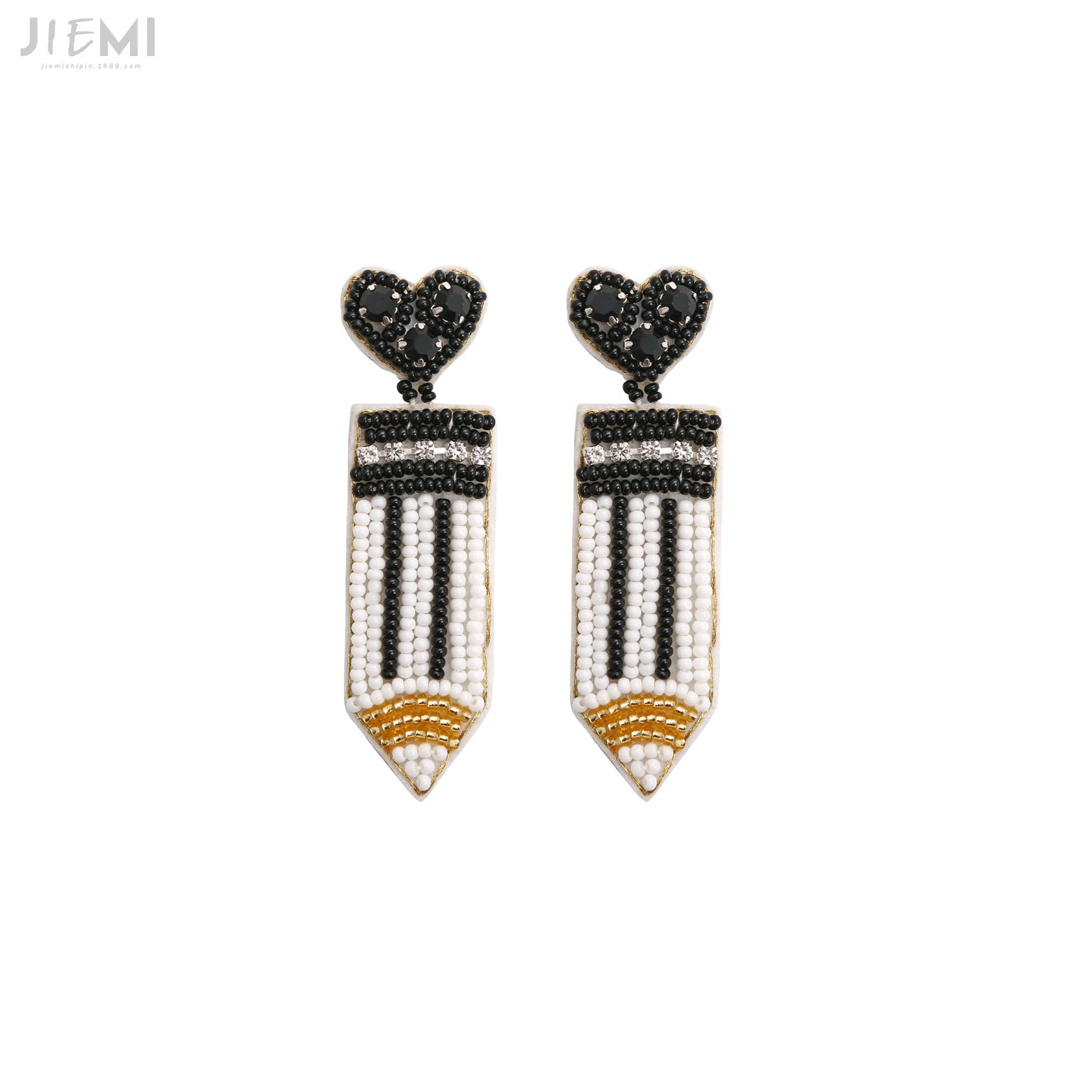 Wholesale Valentine's Day Handwoven Pencil Rice Beads Love Earrings