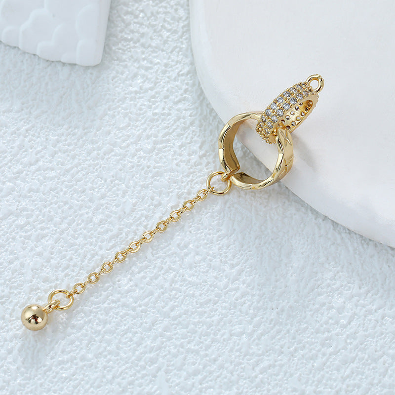 Wholesale Fashion Simple Tassel Micro-inlaid Diamond Copper Plated Real Gold Four-leaf Clover Lucky Grass Pendant