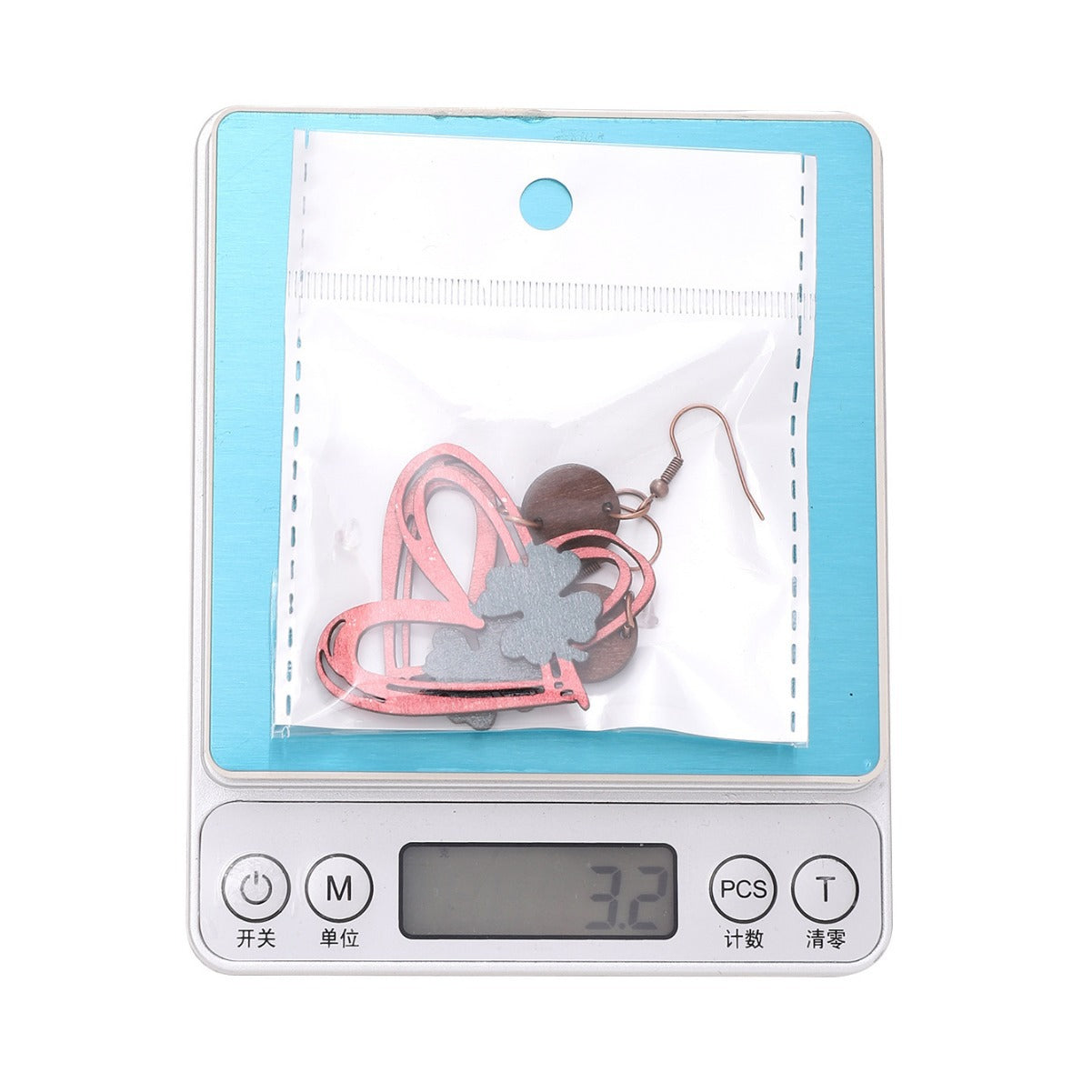 Wholesale Valentine's Day Love Hollow Four Leaf Grass Wooden Earrings