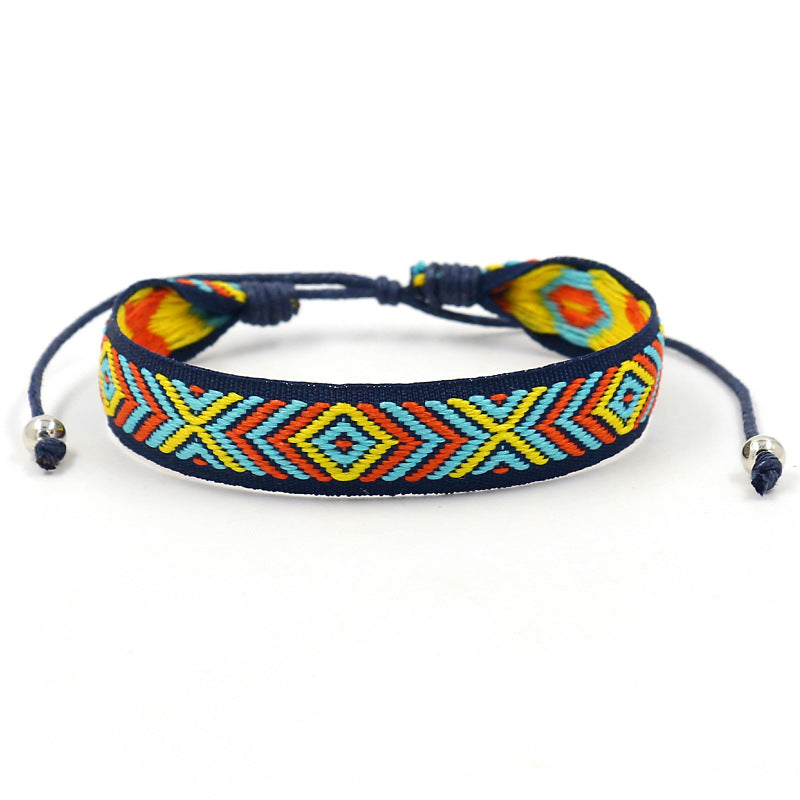 Wholesale Jacquard Geometric Polyester Bracelet