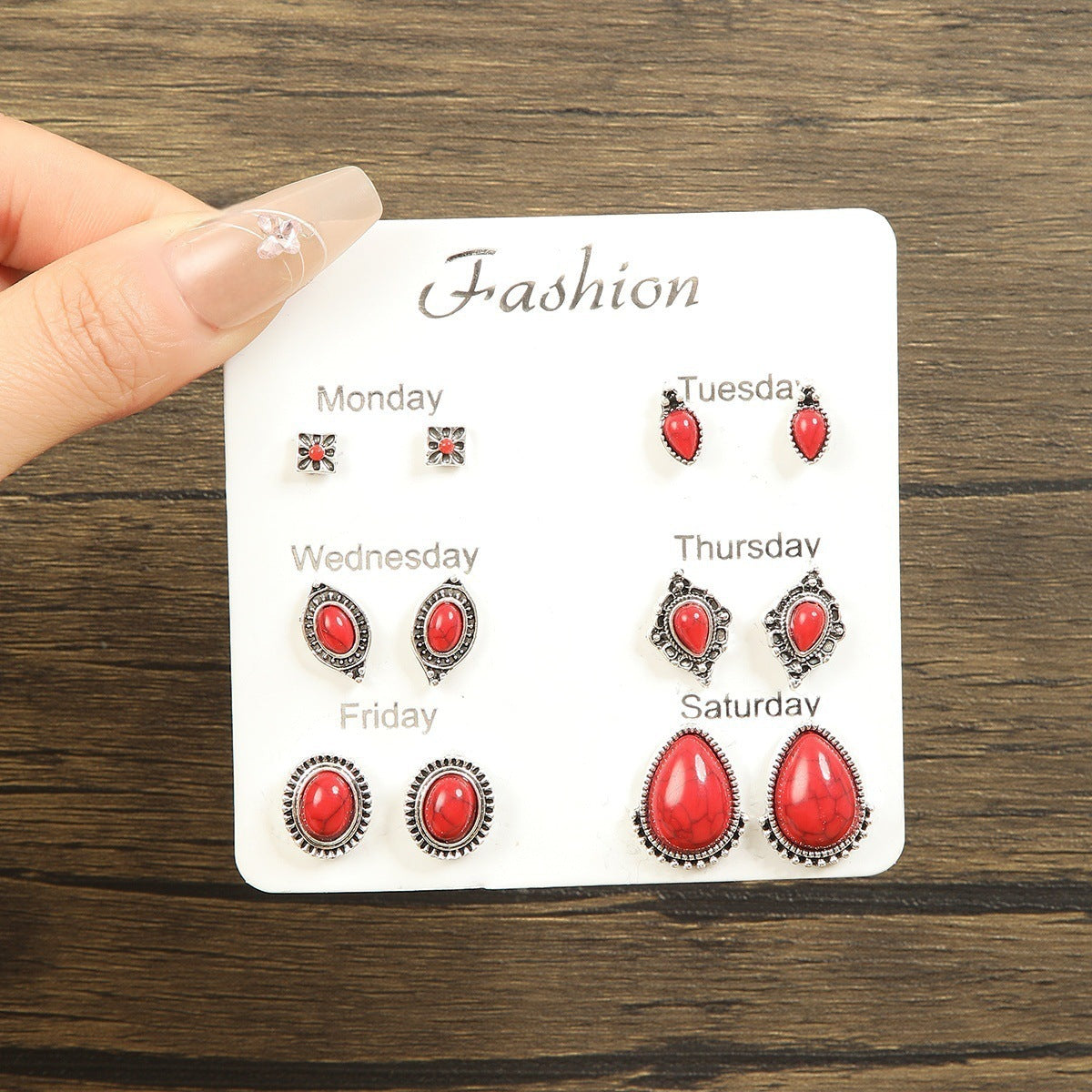 Wholesale 6 Pairs Bohemian Turquoise Drop Earrings Set Arrow Heart Flower Tassel Ethnic Style Chic Jewelry Accessory For Everyday Wear