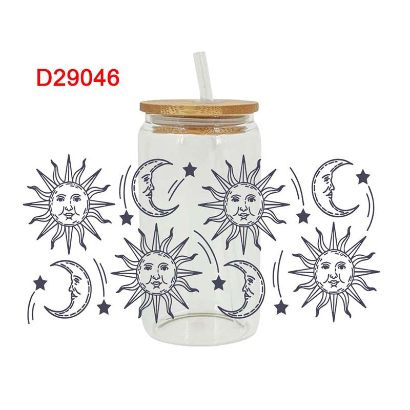 Wholesale Sun Moon Star Rainbow 16oz Cup UV DTF Wraps