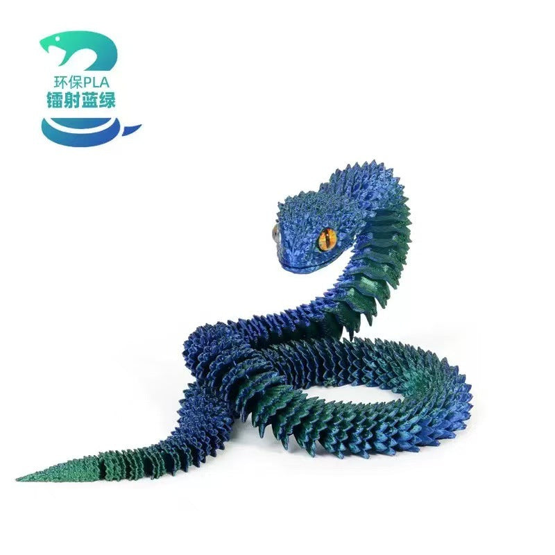 Wholesale 3D printed viper figurine with movable snake joints,  simulated animal luminous model