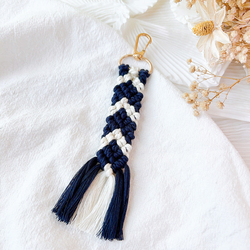 Wholesale Colorful Woven Cotton Rope Keychains