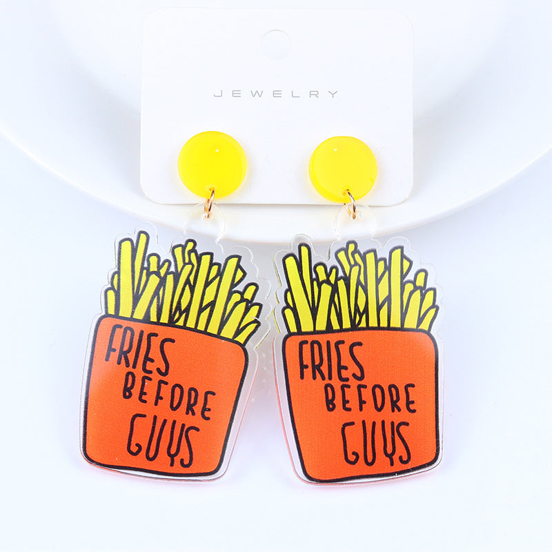 Wholesale Chips Drinks Acrylic Earrings