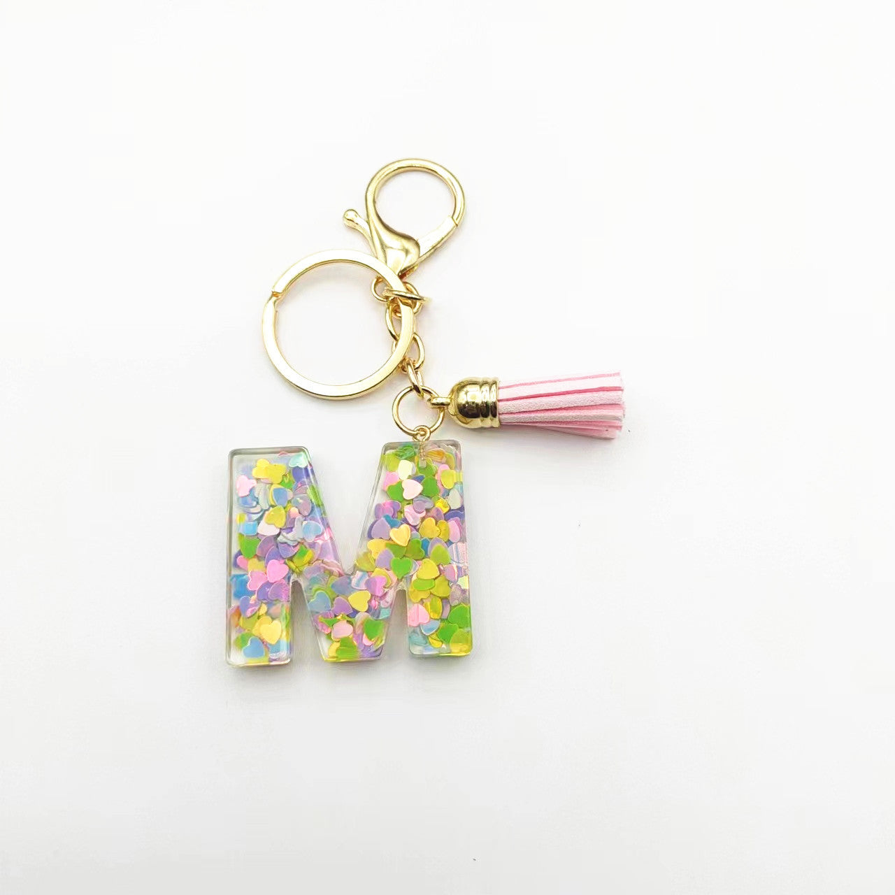 Llavero de letra acrílica de resina de barril de Tassel