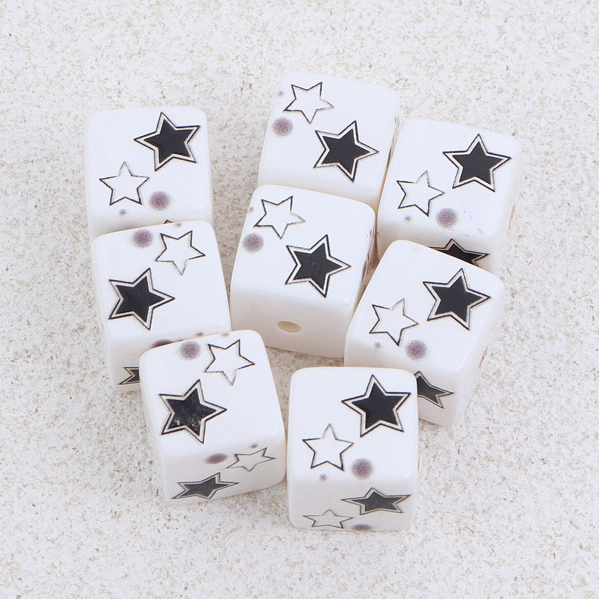 Wholesale 10pcs 14mm pentagram cat bow black and white square acrylic beads