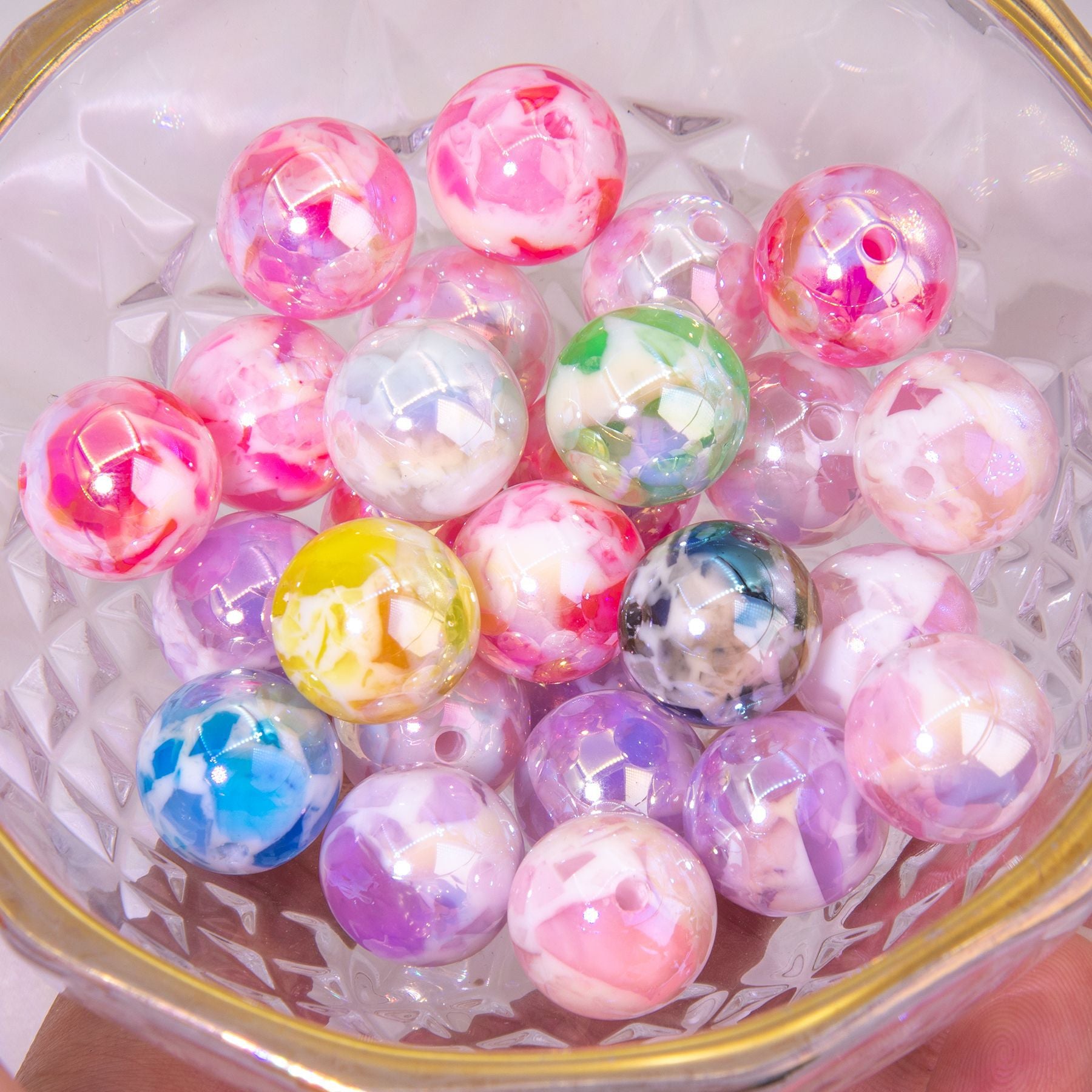 Wholesale 10pcs Colorful Galaxy Resin Round Beads
