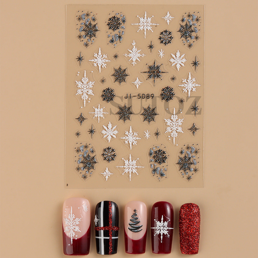 Wholesale 3pcs/pack 5D Christmas cartoon nail art embossed adhesive stickers
