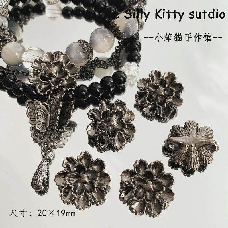 Wholesale Gun Black Peony Butterfly Snake Feather Moon Red Agate Alloy Charms DIY Bracelet Making Fashion Accessory Gift