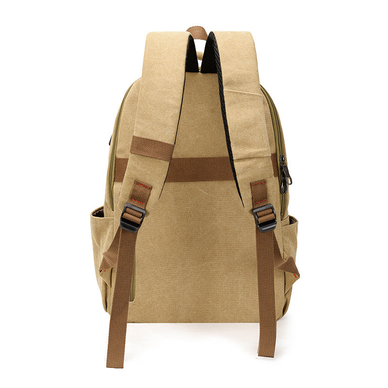 Wholesale Simple Casual Backpack Large Capacity Canvas Bookbag Student Computer Bag