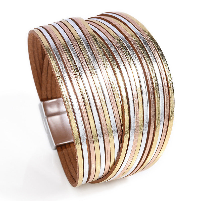 Wholesale Bohemian style multi-chain magnetic clasp bracelet