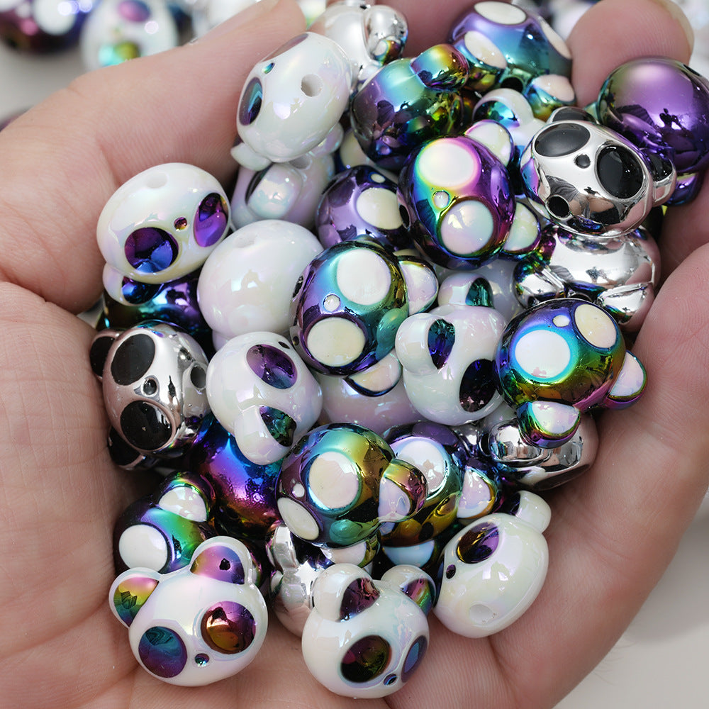 Wholesale 20pcs Cute Bear Head Panda Simple Perforated Bead DIY