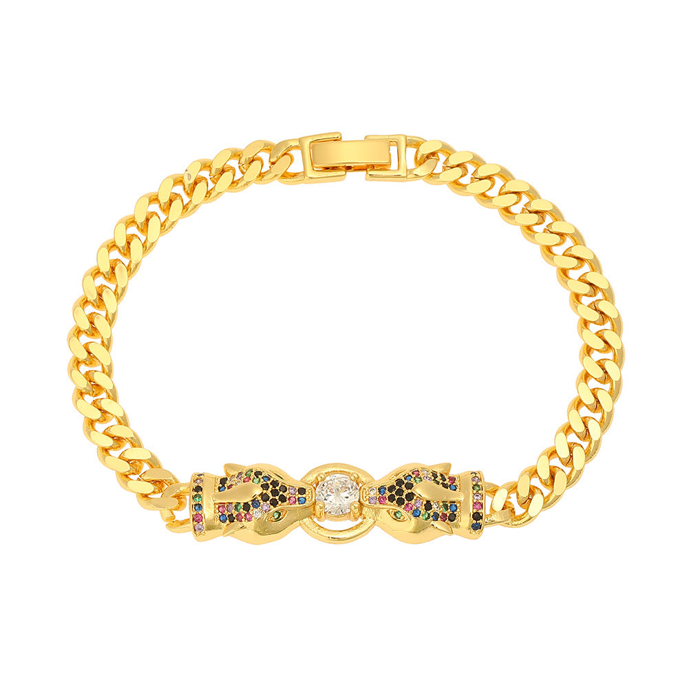 Wholesale Copper Micropaved Zirconia Leopard Bracelet
