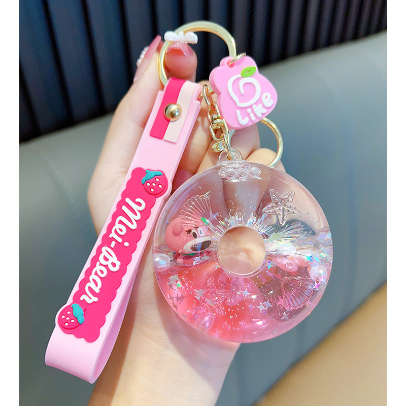 Wholesale Donut Liquid Quicksand Oil-infused Acrylic Keychain
