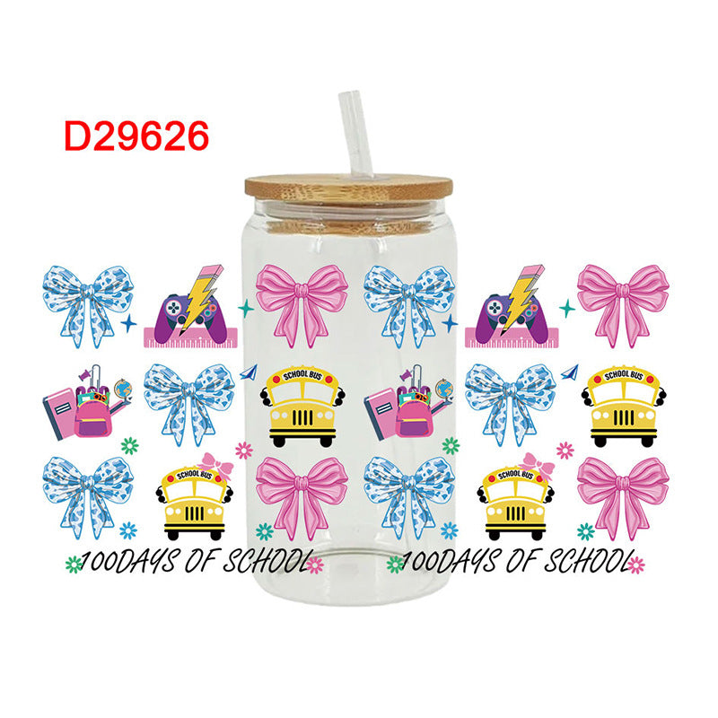 Wholesale Colorful Stationery School Bus Teacher's Day 16oz Cup UV DTF Wraps