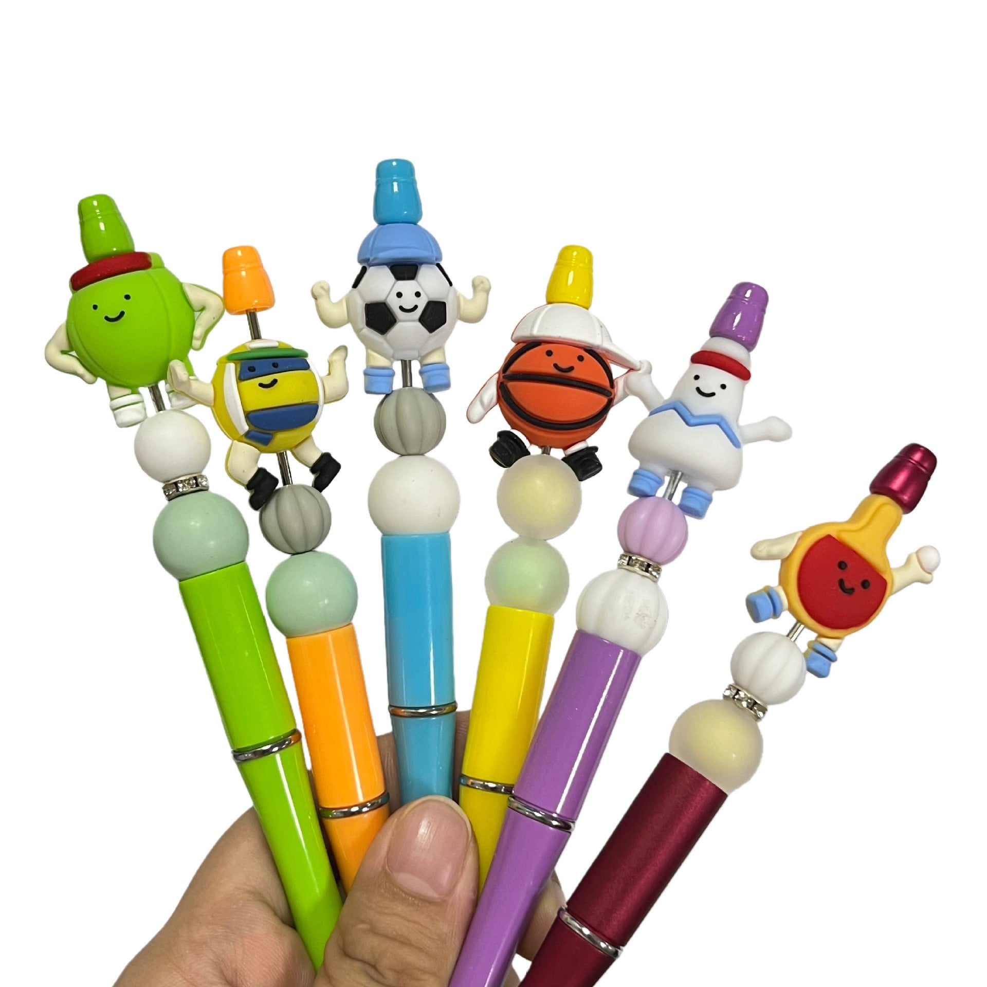 Wholesale 10pcs 3D Ball Football Basketball  Silicone Focus Beads